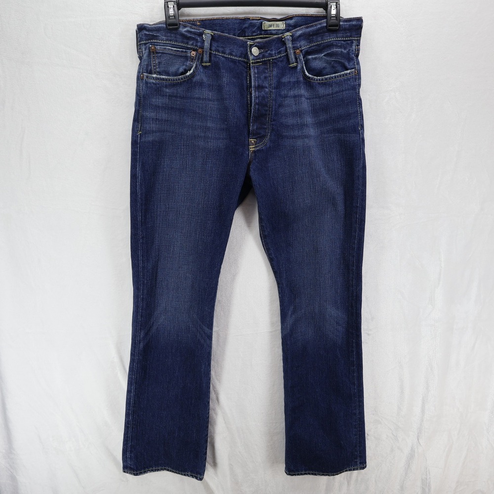 Polo Ralph Lauren Mens Blue Distressed Bootcut Button Fly Jeans 34x30 RN41381